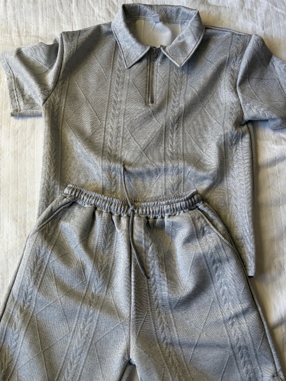 Light Gray casual top and shorts, M.